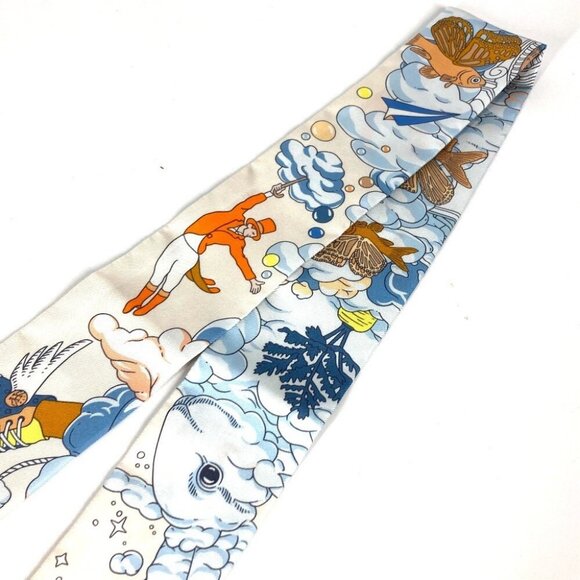 HERMES Twilly Twilly Twilly BandeauScarf Scarf silk blue/WhiteBased Unused - Picture 11 of 13